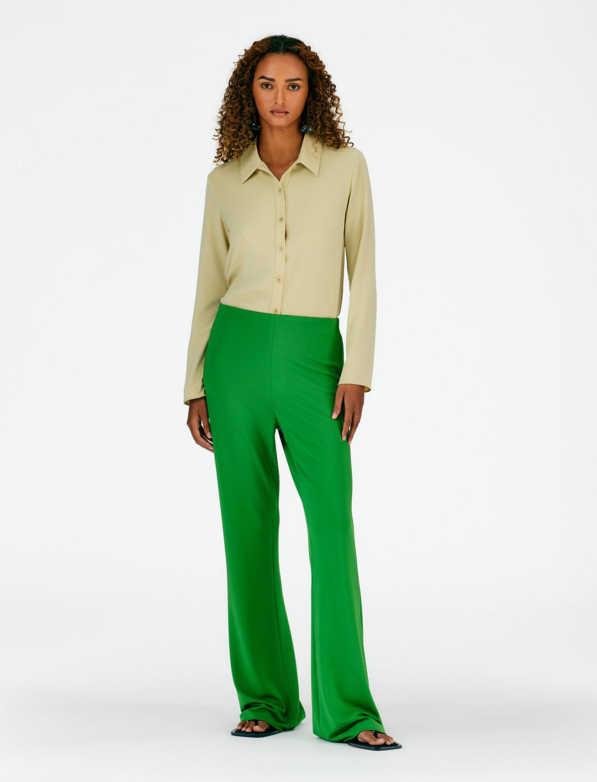 TIBI Serpentine Jersey Ali Fluid Pants in Leaf Green