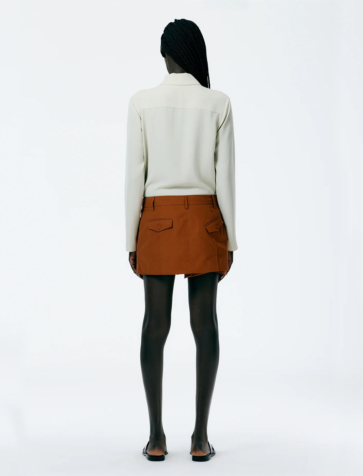 TIBI Arun Suiting Double Layer Mini Skirt in Oak Brown
