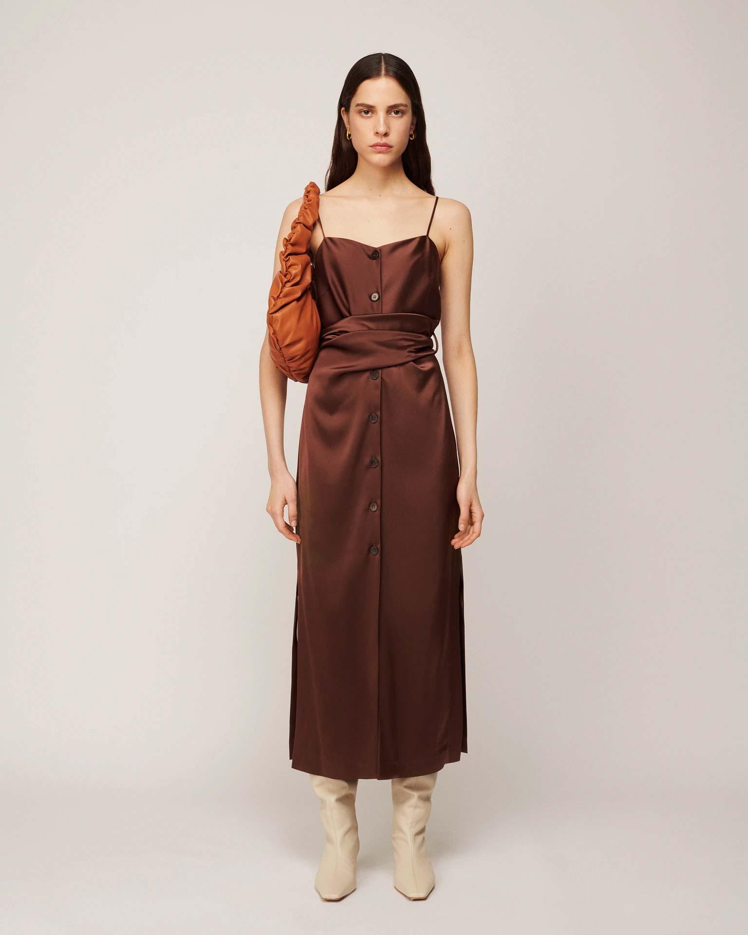 NANUSHKA Sayan Dress In Brown | CLOSET Singapore