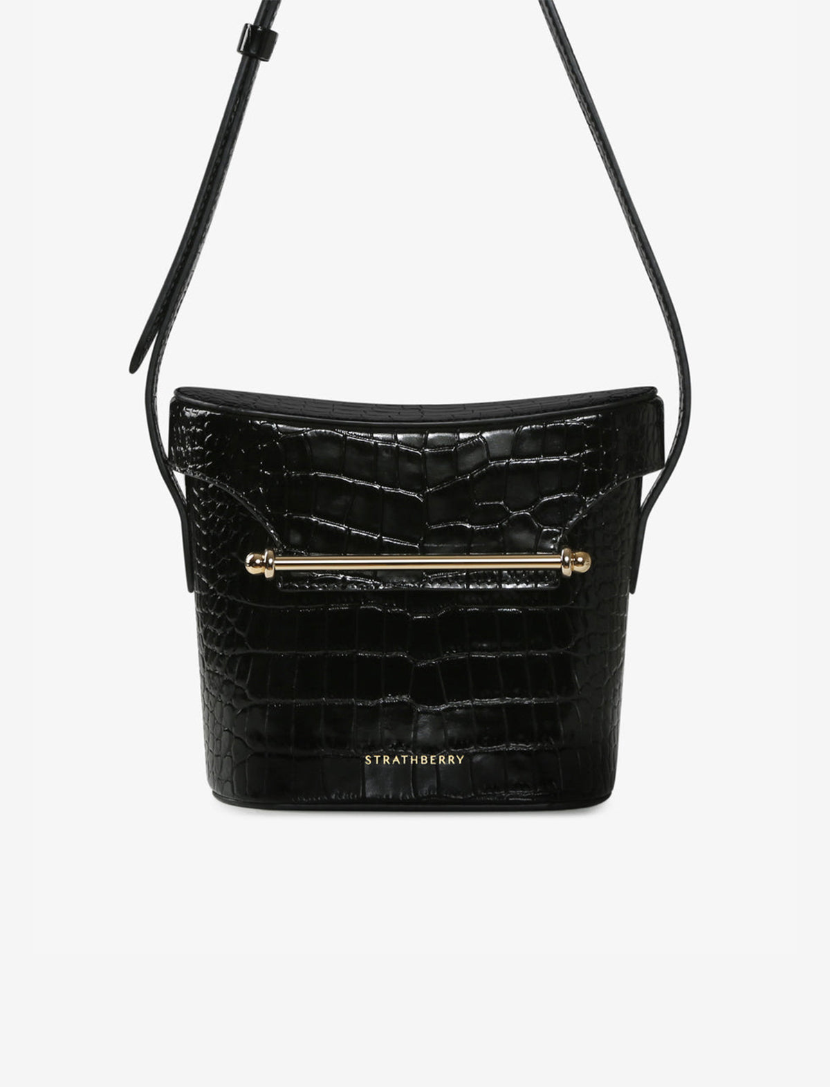 STRATHBERRY Safari Bag in Embossed Croc Black