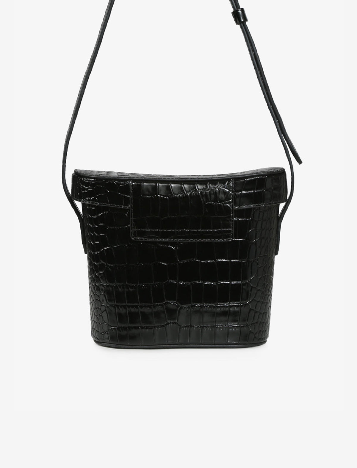 STRATHBERRY Safari Bag in Embossed Croc Black