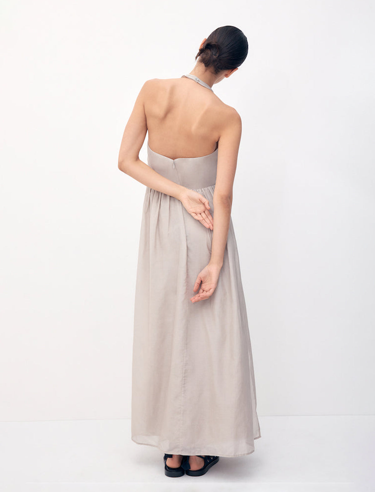 BIRD & KNOLL Sloane Cotton-Silk Dress in Stone