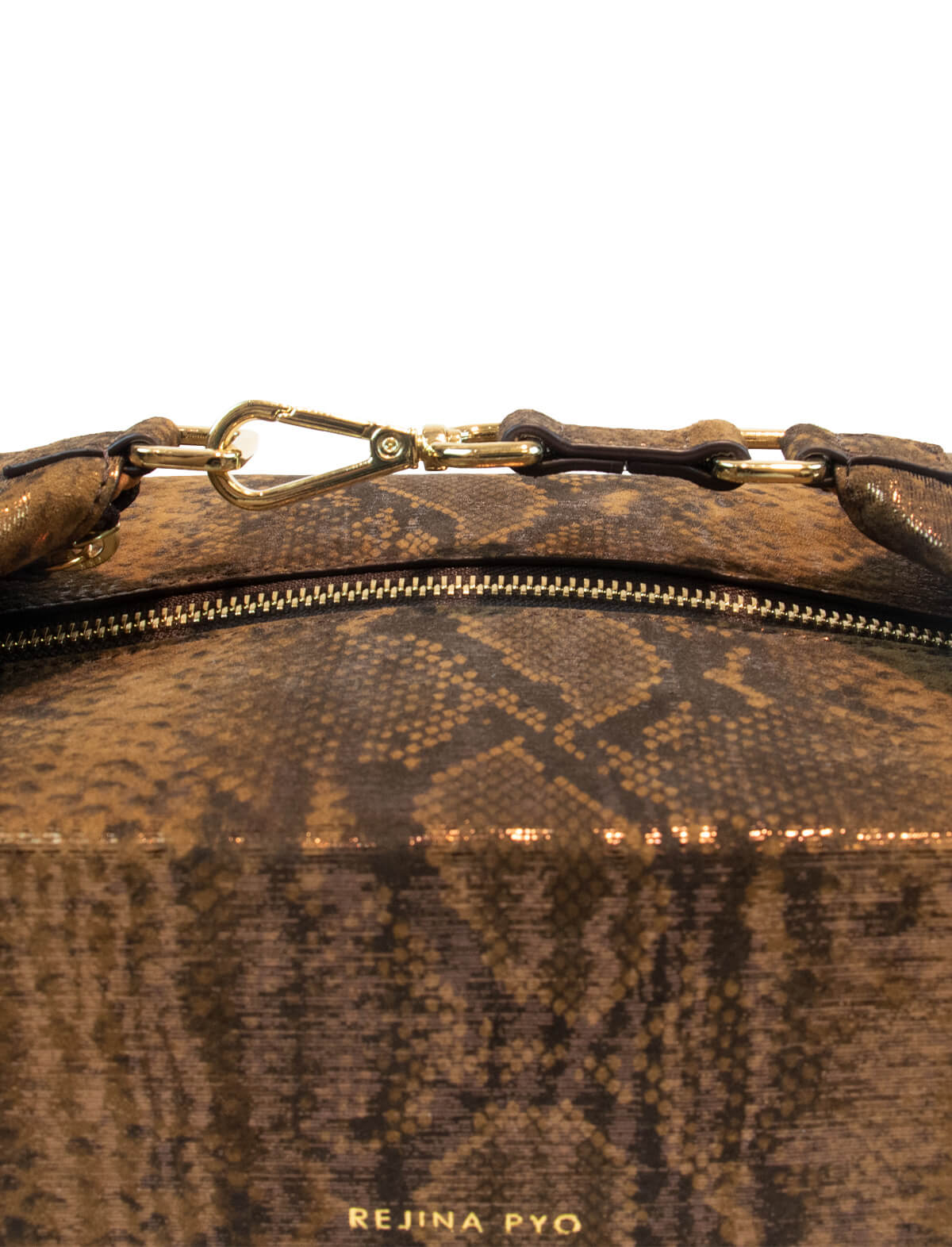 REJINA PYO Olivia Bag in Leather Snake Brown