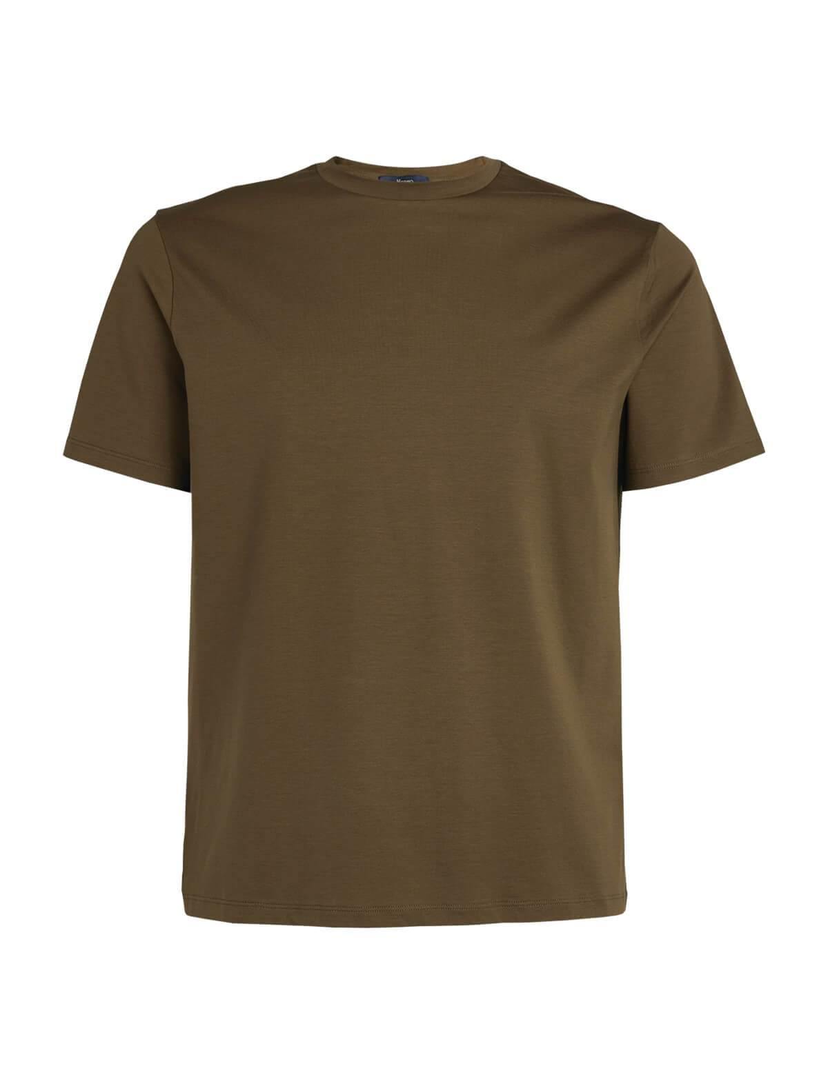 HERNO Superfine Cotton Stretch T-Shirt In Military Green | CLOSET Singapore