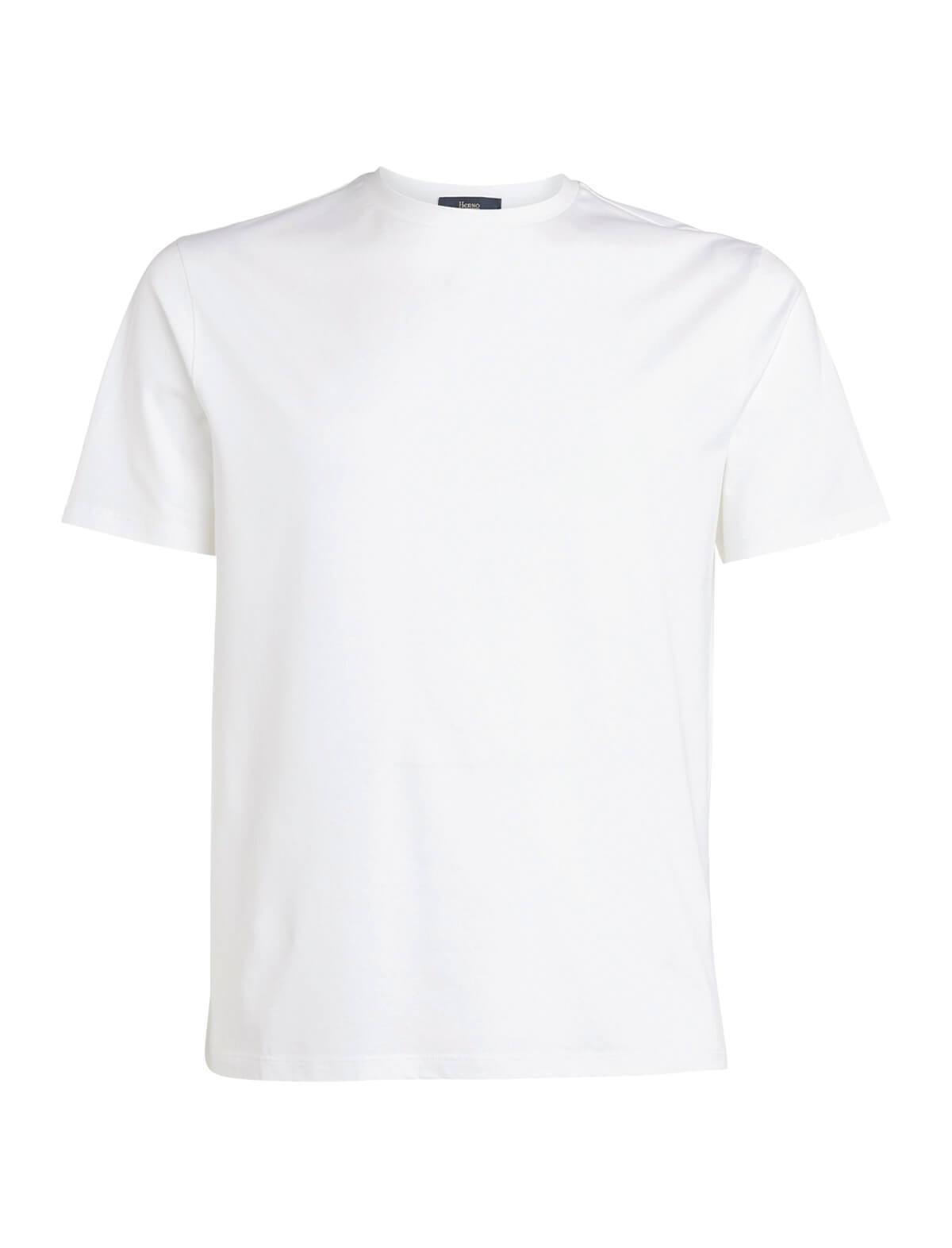 HERNO Superfine Cotton Stretch T-Shirt In White | CLOSET Singapore