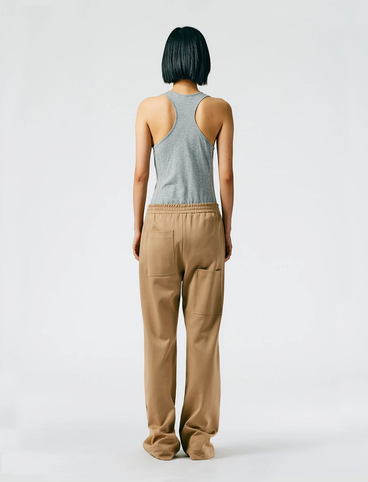 TIBI Fundamental Active Knit Scottie Jogger Pants in Tan