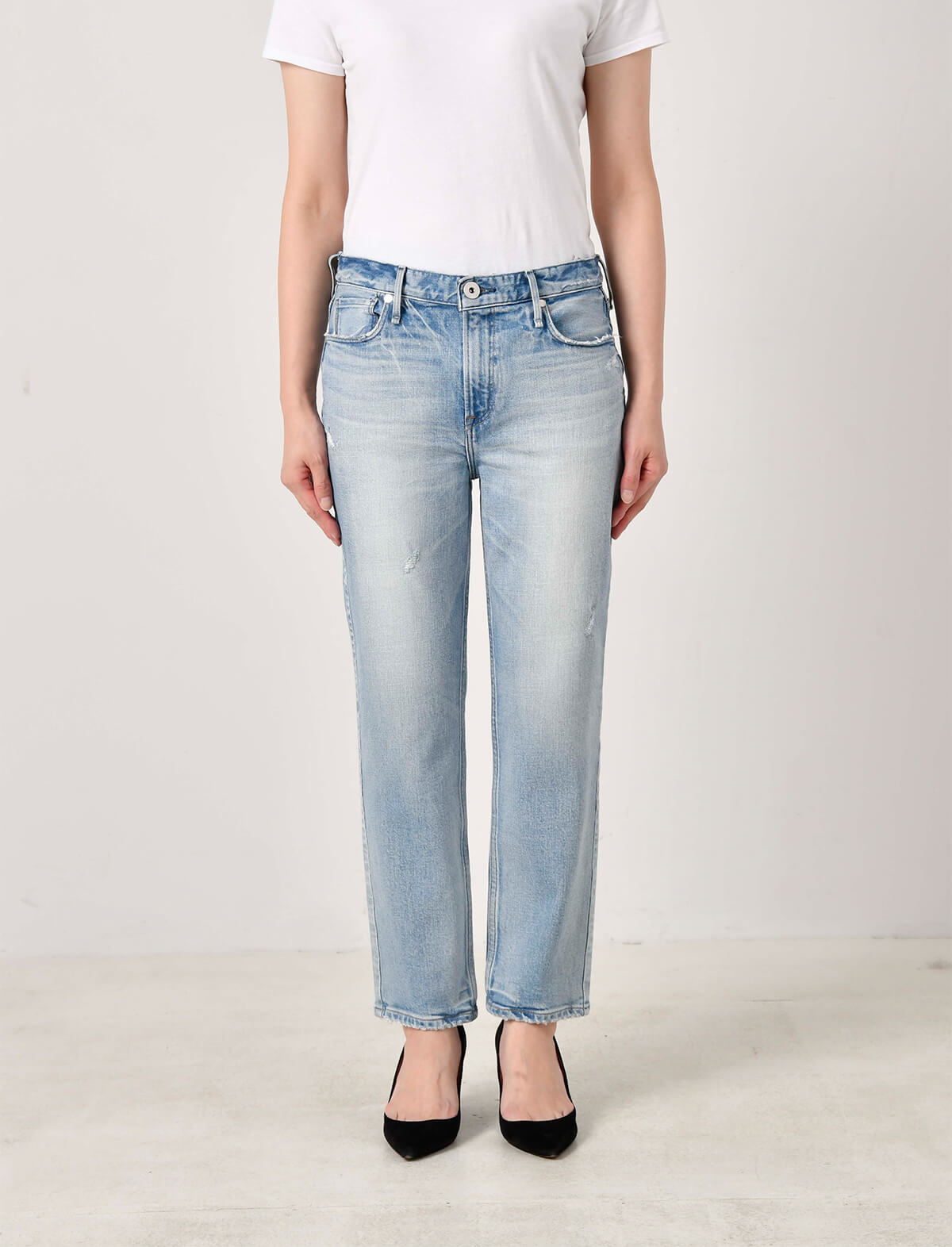 UPPER HIGHTS The Girl Midrise Tapered Jeans In Surf