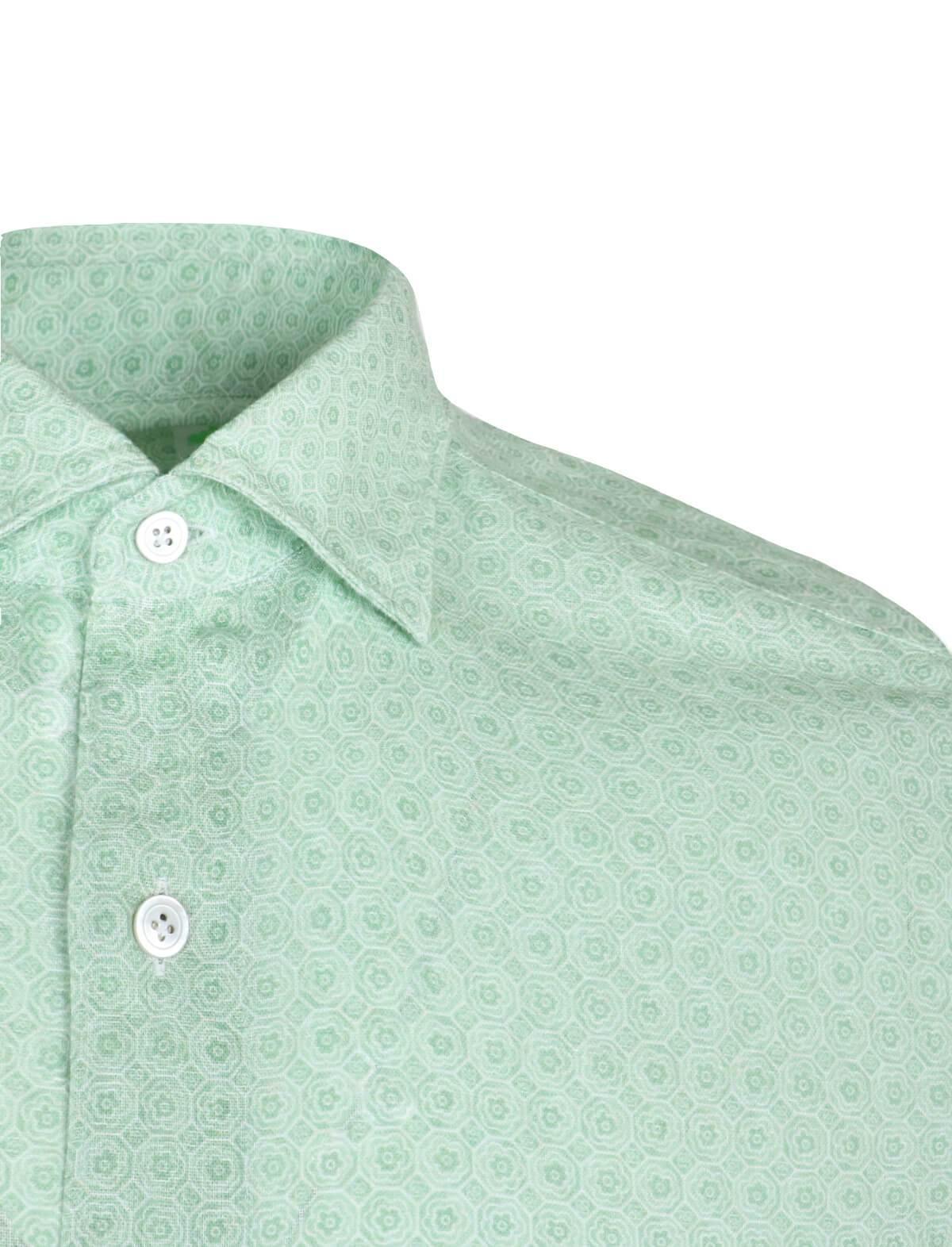 FINAMORE 1925 Tokyo Slim Fit Geometric Printed Shirt in Green | CLOSET Singapore