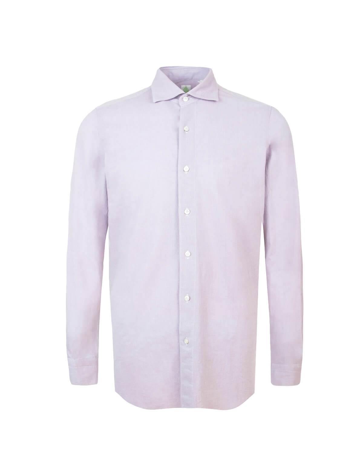 FINAMORE 1925 Tokyo Cotton Chambray Shirt in Pink | CLOSET Singapore