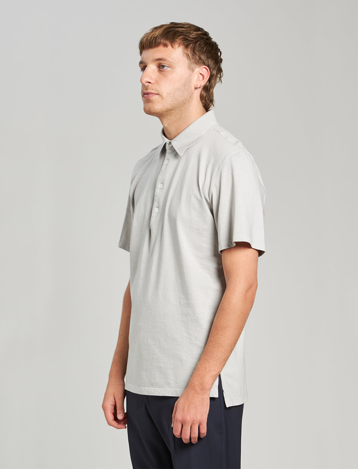 BARENA VENEZIA Cotton Jersey Polo Shirt in Light Grey