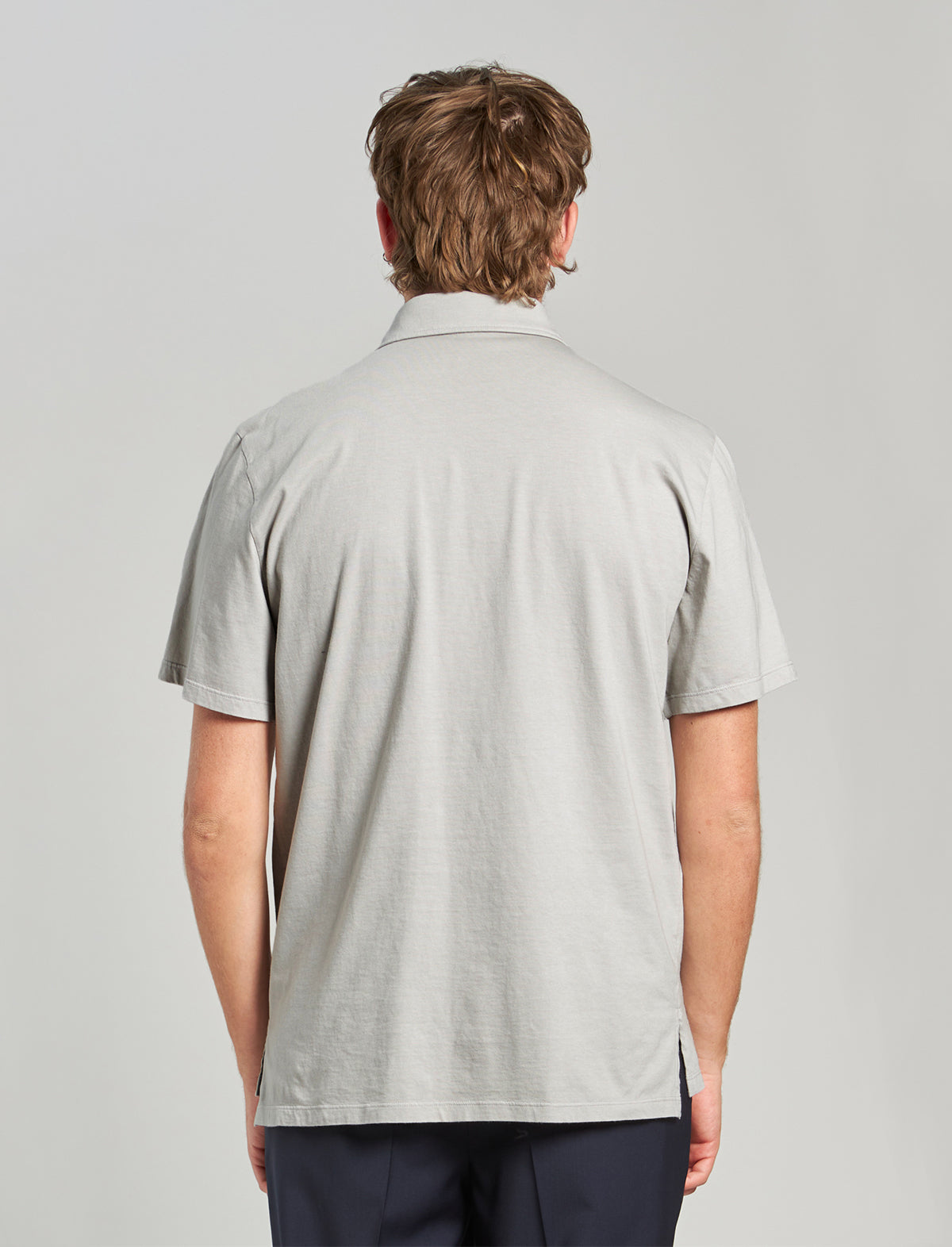 BARENA VENEZIA Cotton Jersey Polo Shirt in Pearl Grey