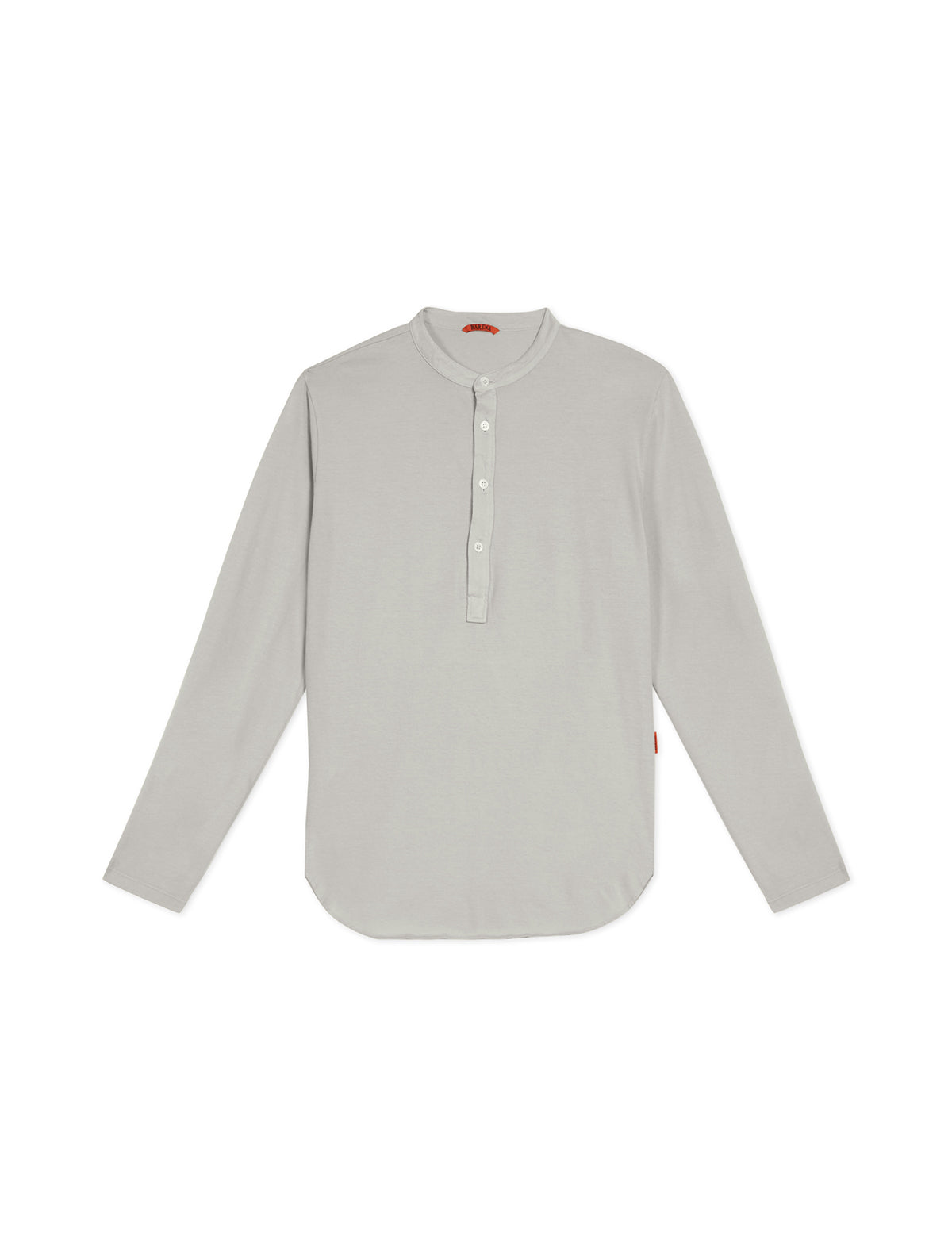 BARENA VENEZIA Cotton Henley Long-Sleeve Shirt in Pearl Grey