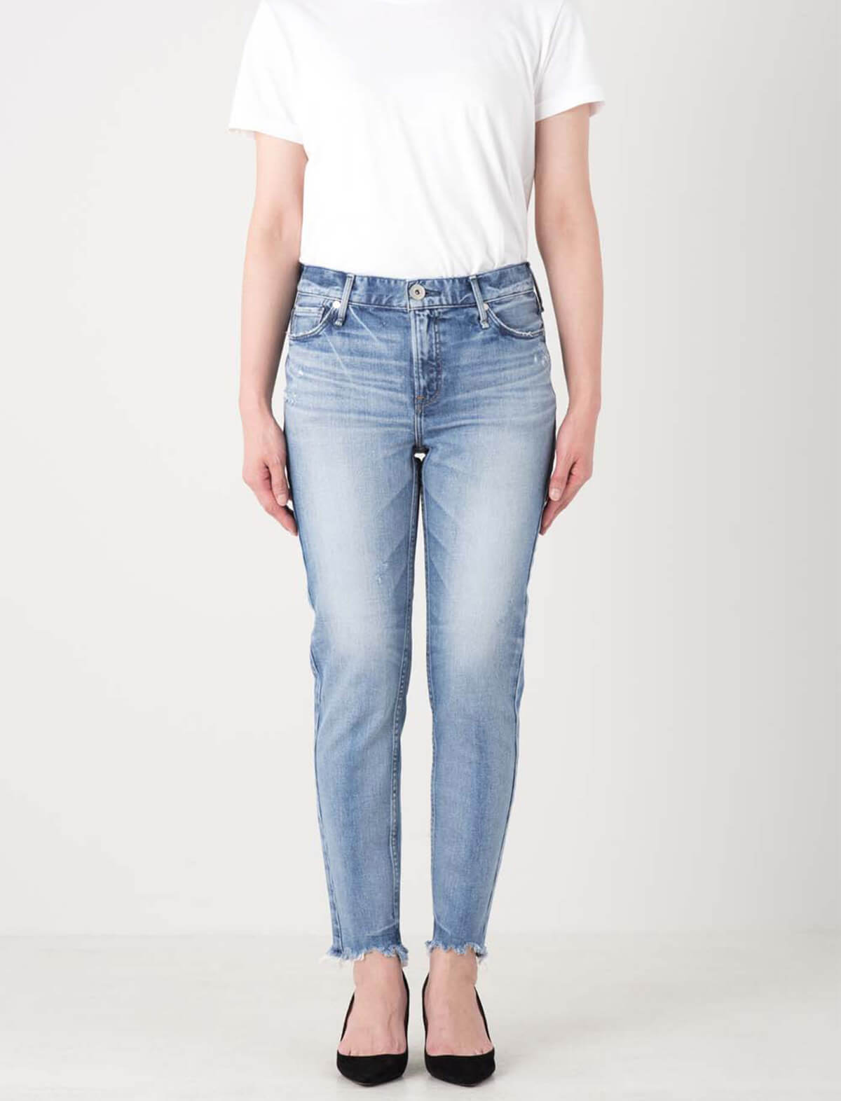 UPPER HIGHTS The Stella Midrise Boyfriend Skinny Jeans in Sun Destroyer