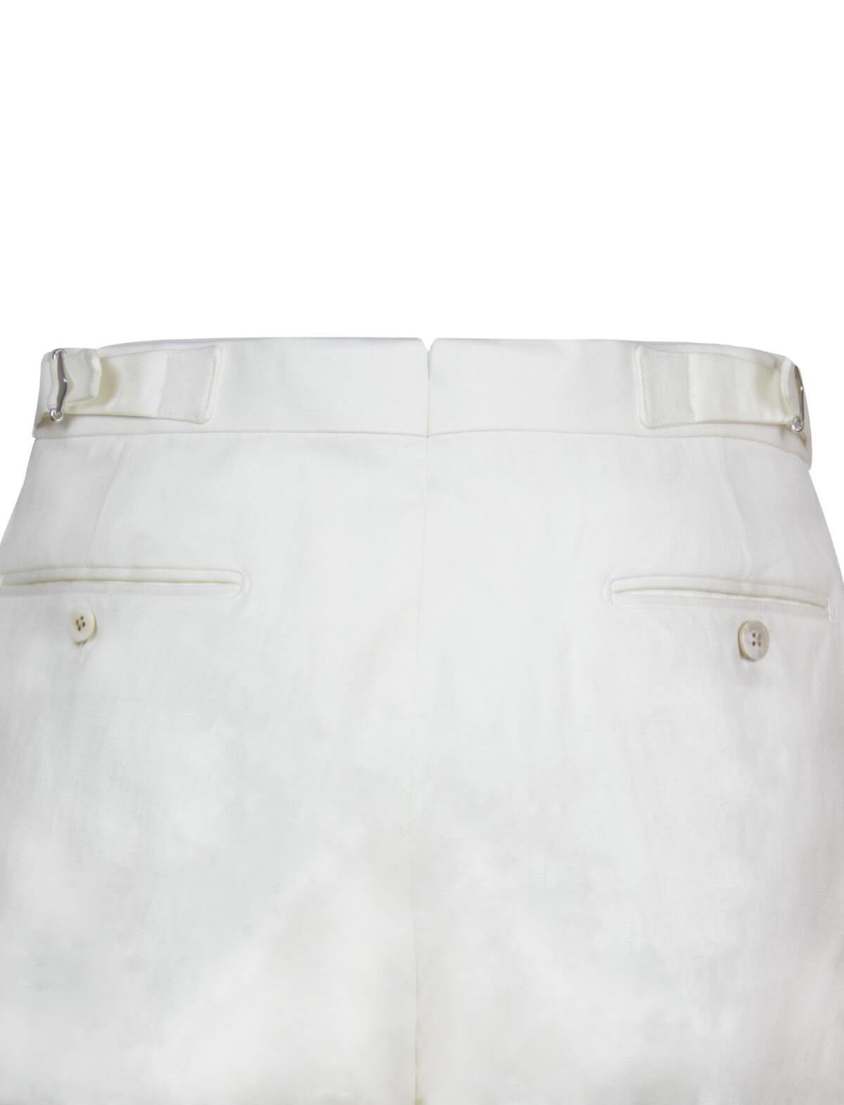 CARUSO Hopsack Cotton Blend Pleated Pants in Cream | CLOSET Singapore