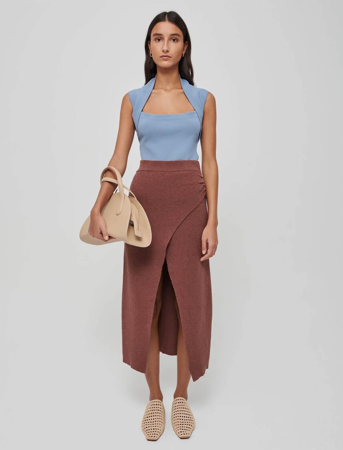 NANUSHKA Ainsley Skirt in Nutmeg | CLOSET Singapore