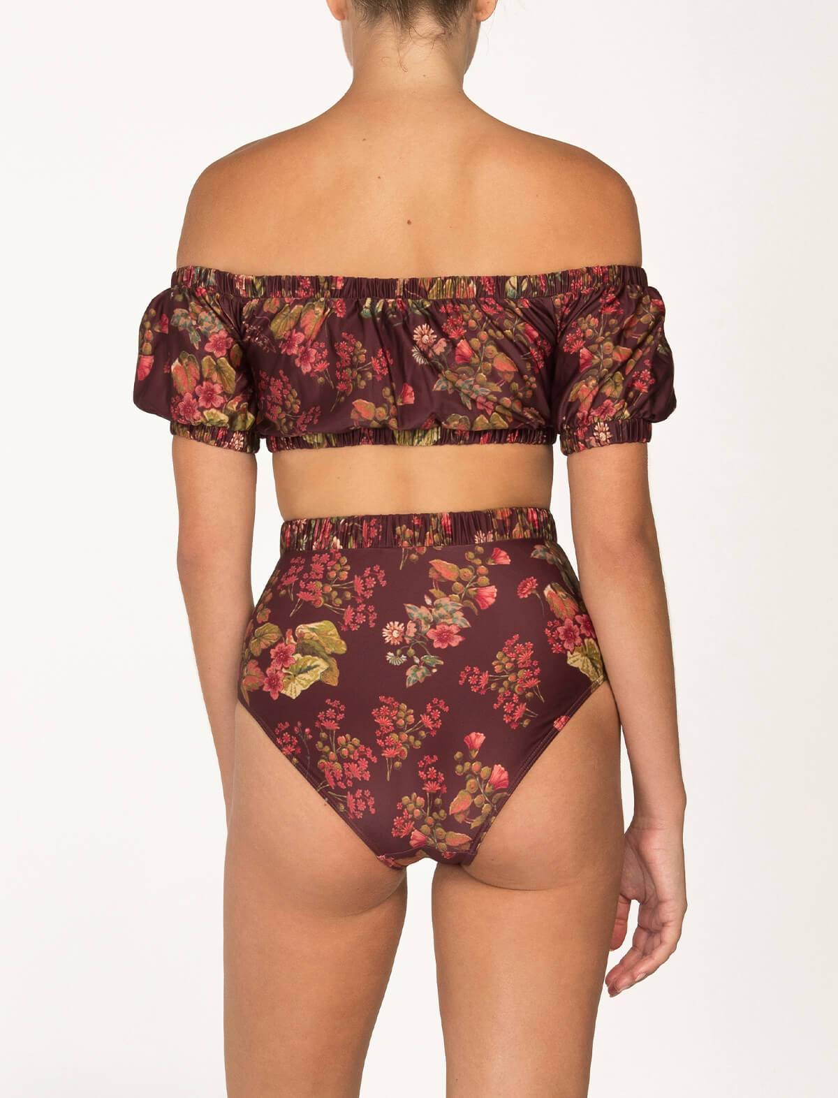 PEONY Ruched High Waisted Swim Brief in Renaissance | CLOSET Singapore