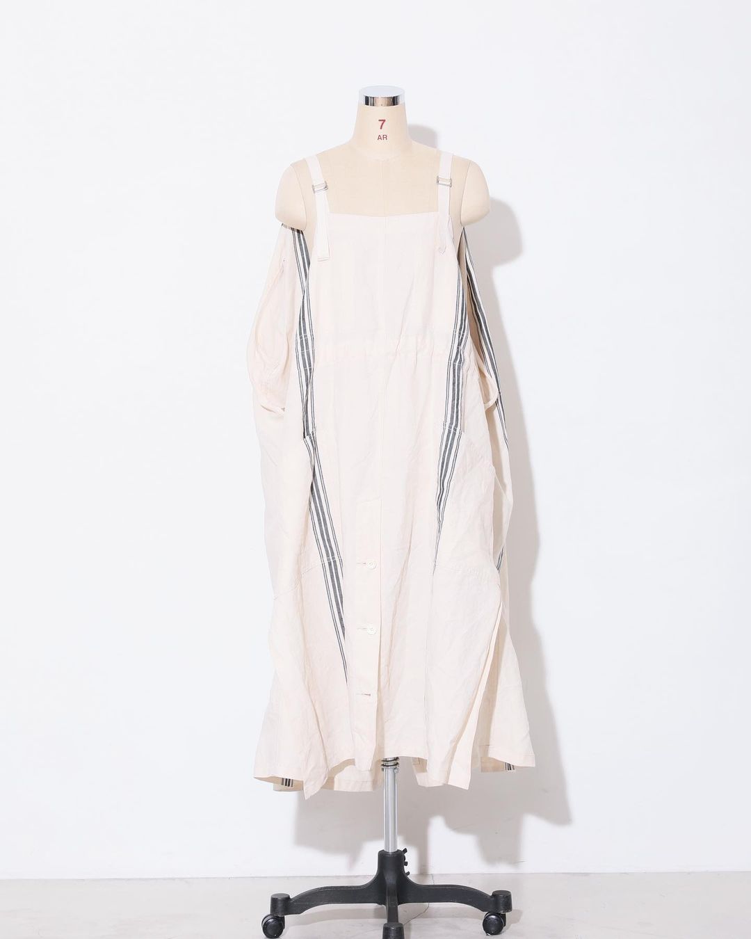 BEAUTIFUL PEOPLE Linen Striped Coat Dress in Ecru and Black