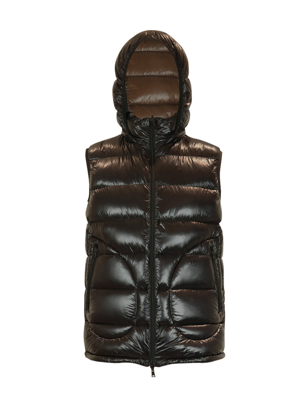 HERNO 7-Denier Reversible Bi-color Down Vest in Black/Brown