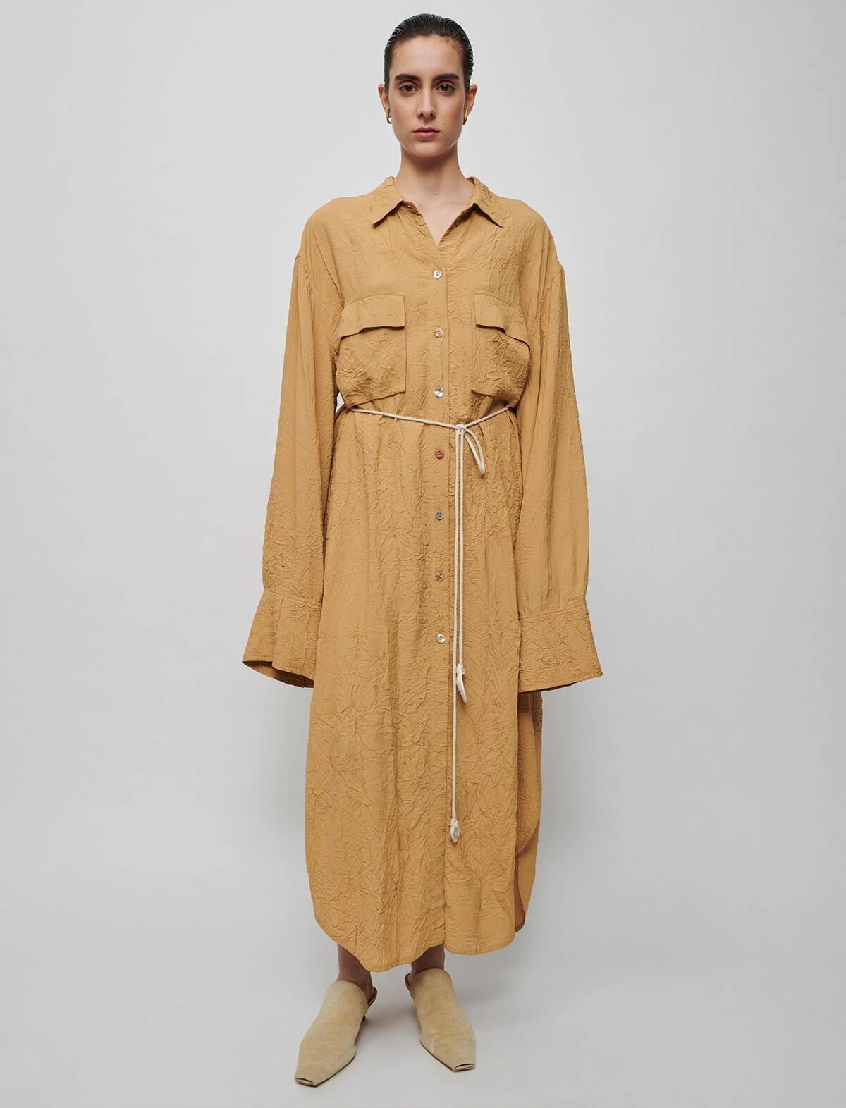 NANUSHKA Fruma Shirt Dress in Camel | CLOSET Singapore