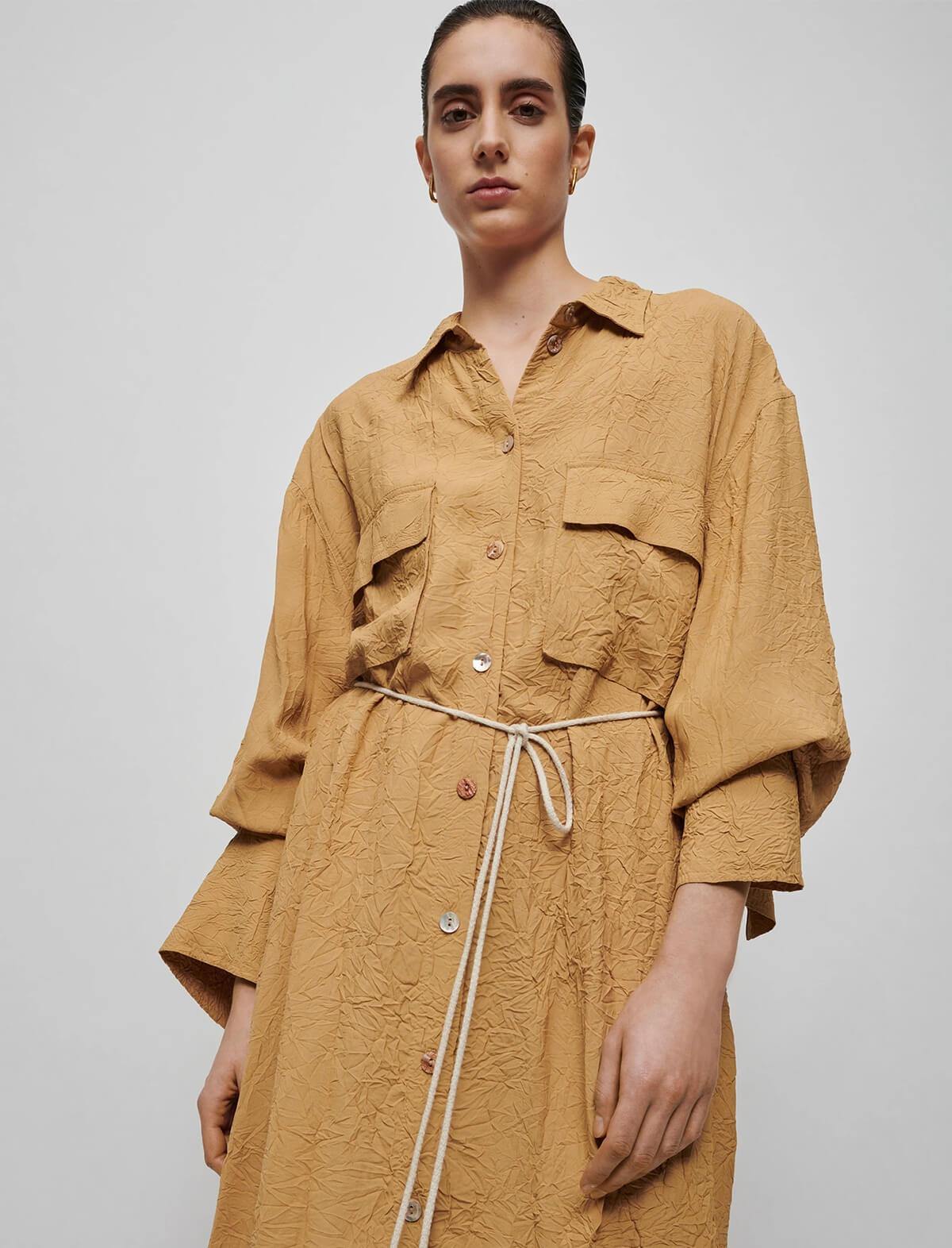 NANUSHKA Fruma Shirt Dress in Camel | CLOSET Singapore