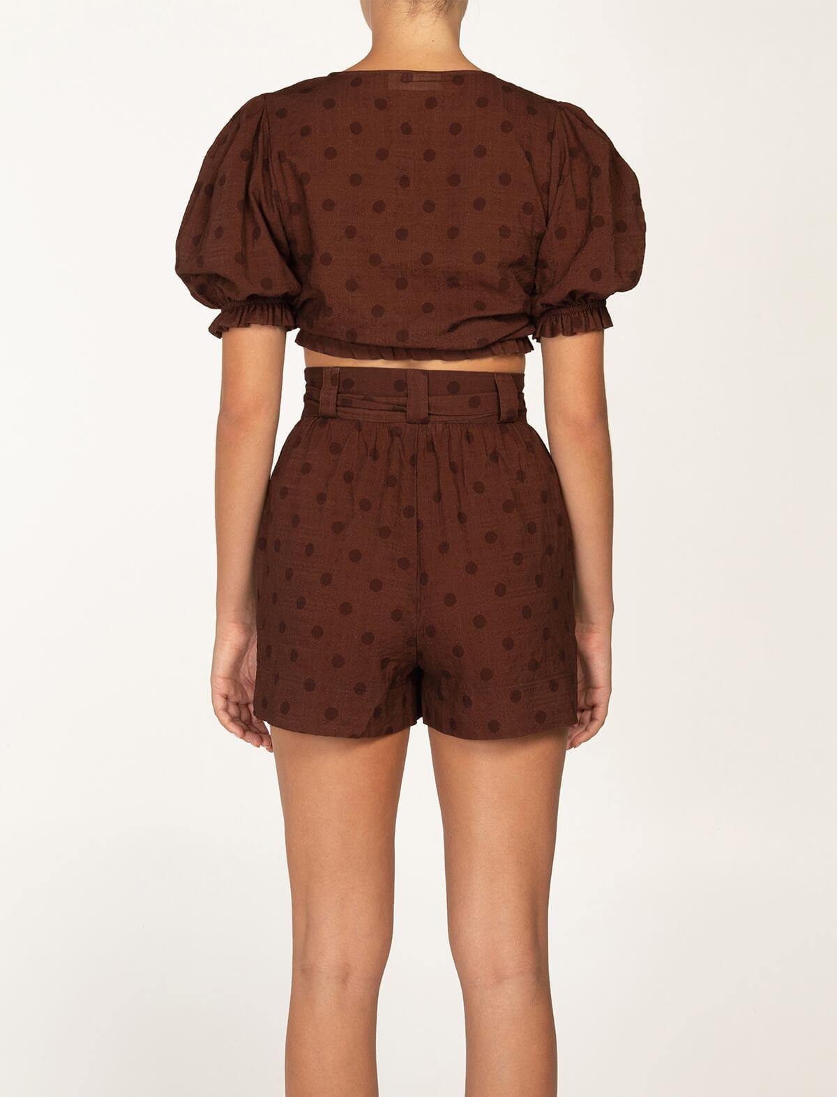 PEONY Organic Cotton-Blend Belted Shorts in Raisin | CLOSET Singapore