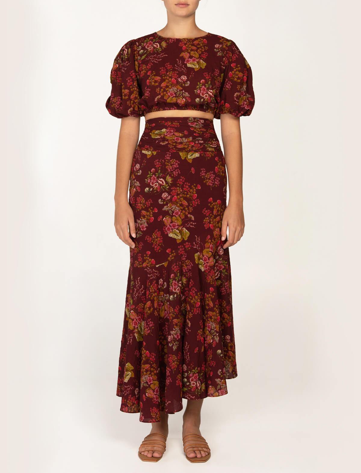 PEONY Organic Cotton-Blend Midi Skirt in Renaissance | CLOSET Singapore